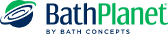 Bath Planet logo with blue 'Bath' and green 'Planet' text and a blue-green swirl icon